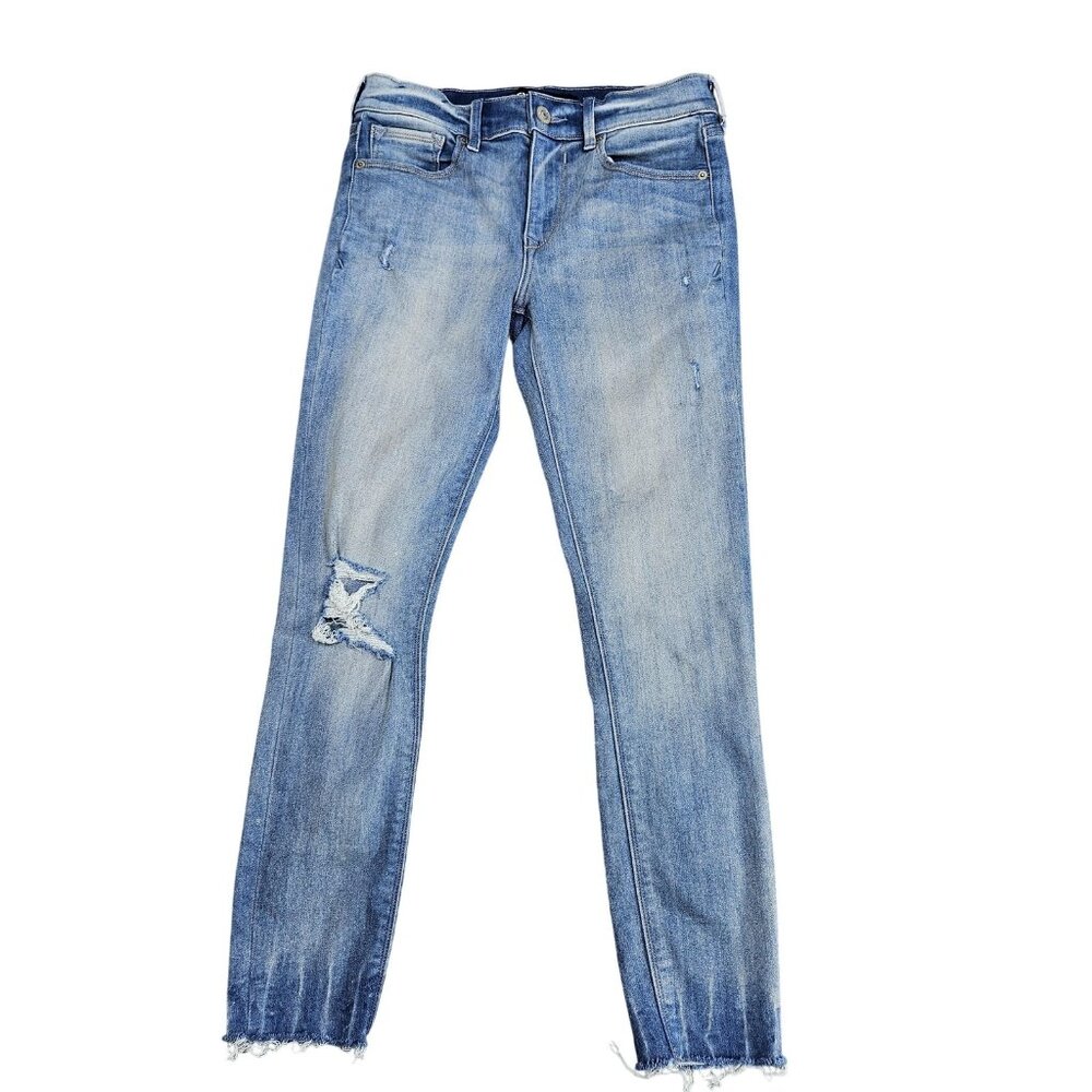 Express Cropped Jegging Jeans Womens 2 Blue Light Wash Mid Rise Distressed Ankle